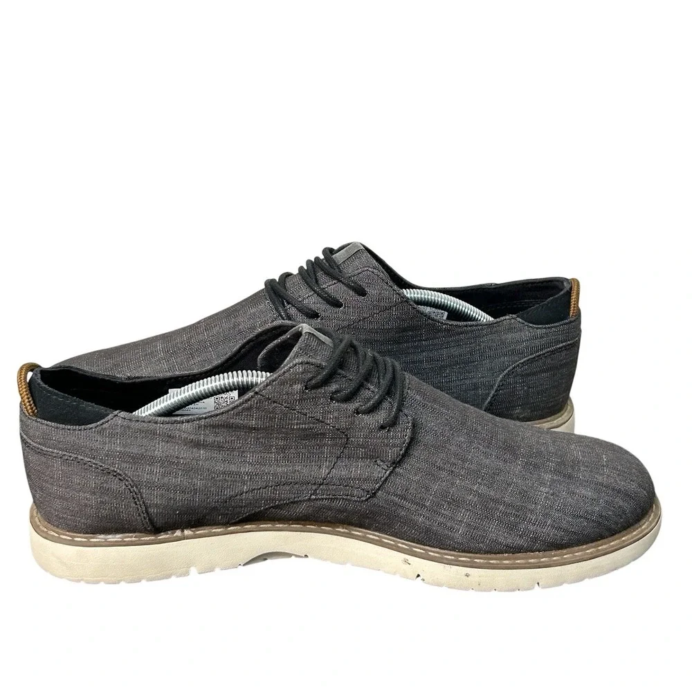 TOMS Shoes Men's Navi‎ Oxford Sneakers Gray Canvas Lace Up Round Toe Shoes Sz 12